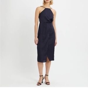 Reiss, womens, navy blue, strappy, halter, midi dress. Size 12